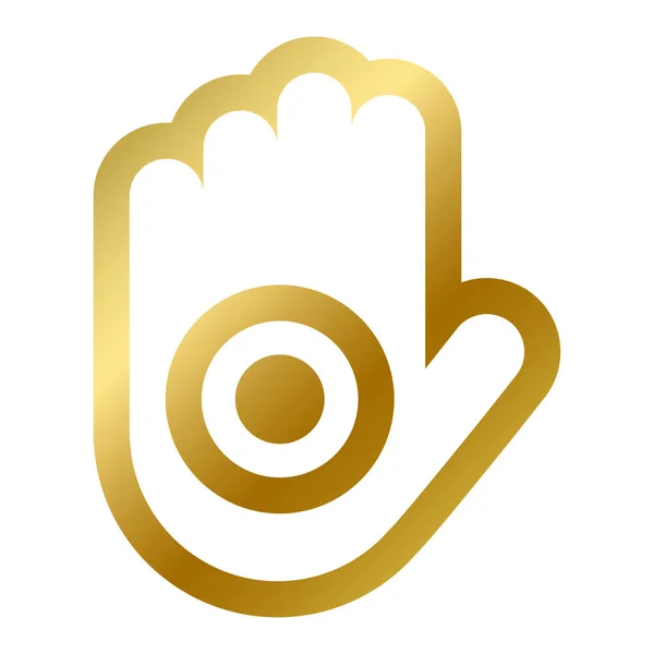 Символ Ручной Веры Ахинсы Изолирован Индийский Джайнизм Религиозный Золотой Знак — стоковый вектор