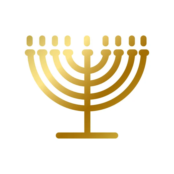 Menorah Symbolen Isolerad Judendomen Religiösa Gyllene Tecken Vit Bakgrund Vektor — Stock vektor