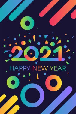 Parlak gradyan renk temalı yeni mutlu 2021 yılı şablonu