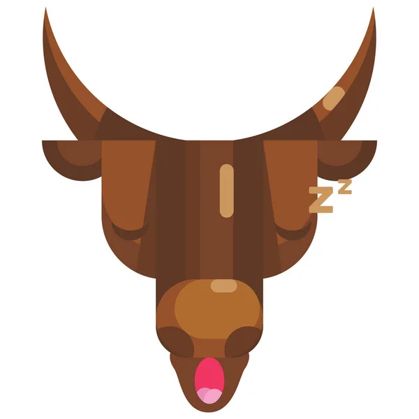 Émoji Visage Taureau Endormi Icône Sieste Vache Fatiguée Signe Émotion — Image vectorielle