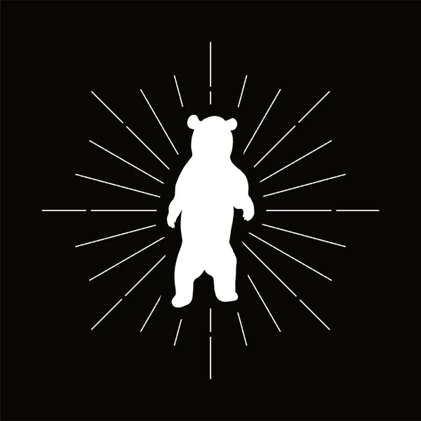 Логотип Медвежьего Силуэта Знак Природы Винтажный Логотип Значок Дикого Животного — стоковый вектор