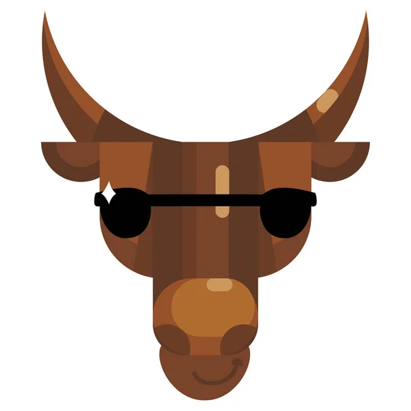 Cool Býčí Tvář Slunečních Brýlích Emoji Krávy Nosí Černé Sluneční — Stockový vektor