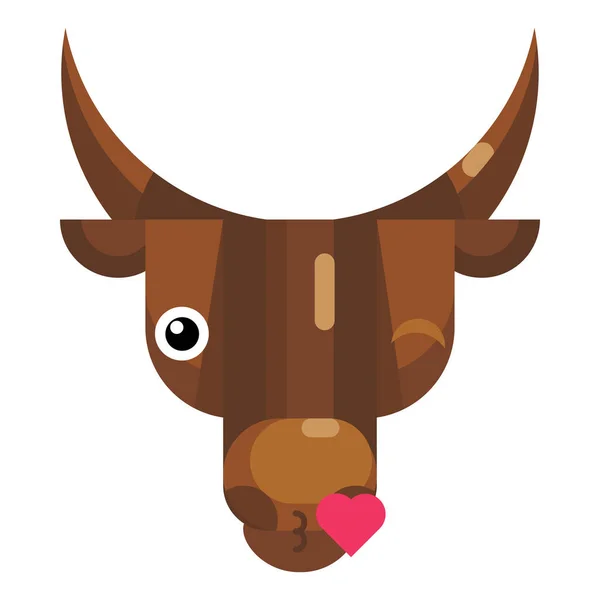 Líbající Býčí Tvář Emoji Šťastná Kráva Foukající Ikonu Polibku Izolované — Stockový vektor