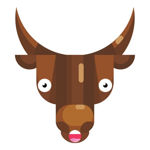 Zła Bull Face Emotikony Niespodzianka Wow Patrząc Ikona Krowy Odizolowany — Wektor stockowy