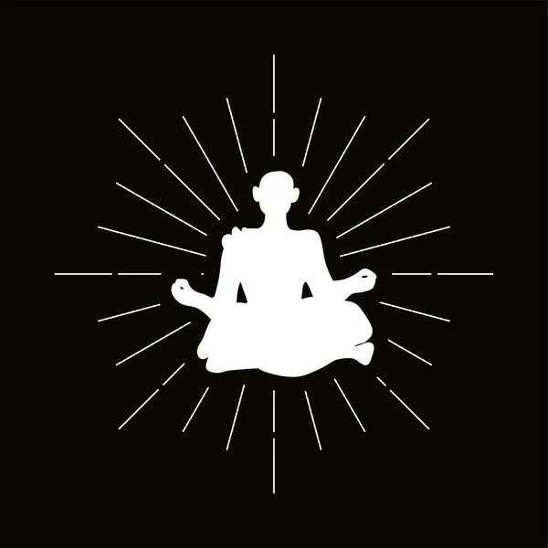 Retro Hermit Silhouette Logo Monk Sign Vintage Logotype Meditation Icon — Stock Vector