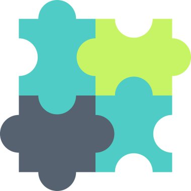 Mantıklı düşünme düz vektör ikonu. Takım çalışması, işbirliği, işbirliği sembolü. Çizgi film bulmacaları