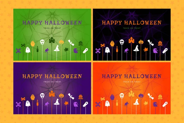 Conjunto Fondos Halloween Para Carteles Tarjetas Felicitación Banners Web Invitaciones — Archivo Imágenes Vectoriales