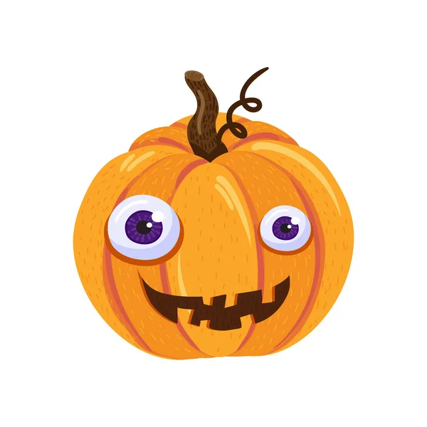 Personaje Calabaza Halloween Con Cara Sonriente Divertida Aislada Sobre Fondo — Archivo Imágenes Vectoriales