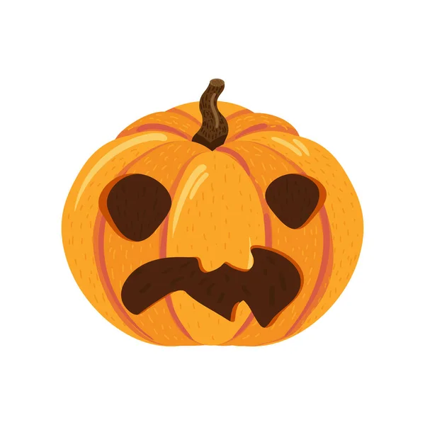 Halloween Dýně Karikaturou Děsivý Obličej Bílém Pozadí Vtipný Dekorativní Prvek — Stockový vektor