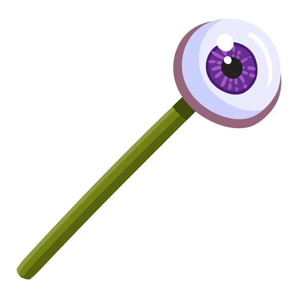 Eye Lollipop För Halloween Julfest Koncept Läskig Behandla Ikon Isolerad — Stock vektor