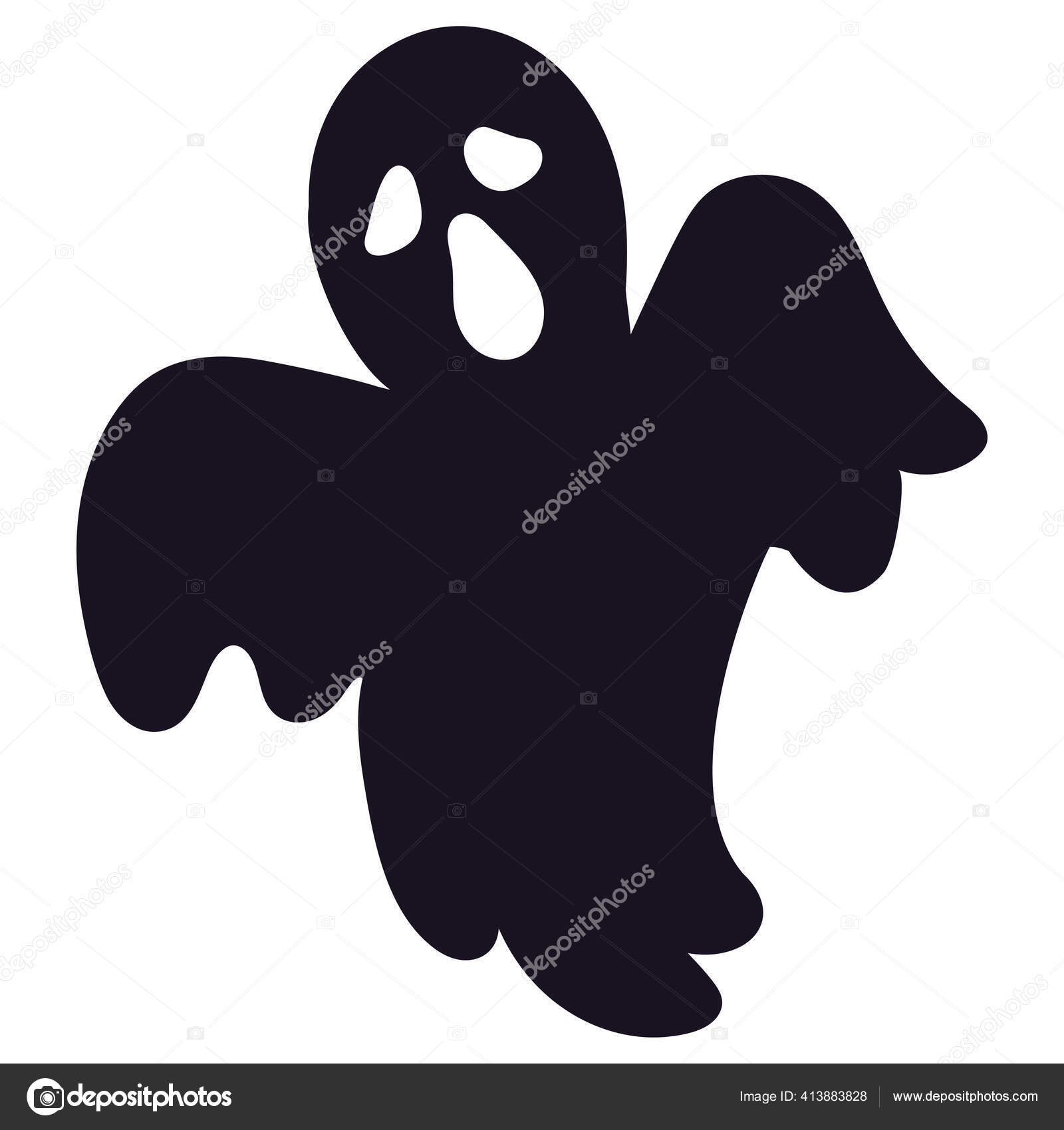 projeto de fantasma branco engraçado de halloween em um fundo preto.  fantasma com design de forma