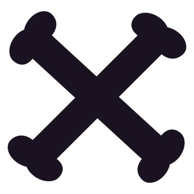 Cadılar Bayramı dekorasyonu için çapraz kemik silueti. Beyaz arka planda siyah çapraz kemikler. Cadılar Bayramı partisi konsepti. Vektör illüstrasyonu