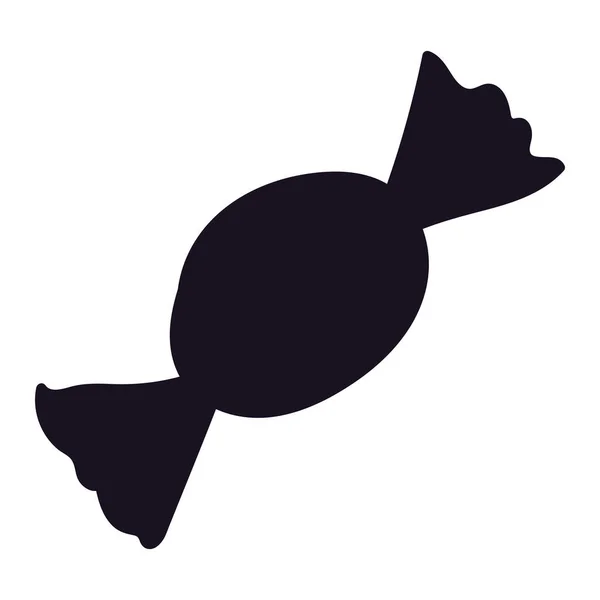Bonbonsymbol Schwarze Bonbonsilhouette Auf Weißem Hintergrund Karamell Lutscher Für Halloween — Stockvektor