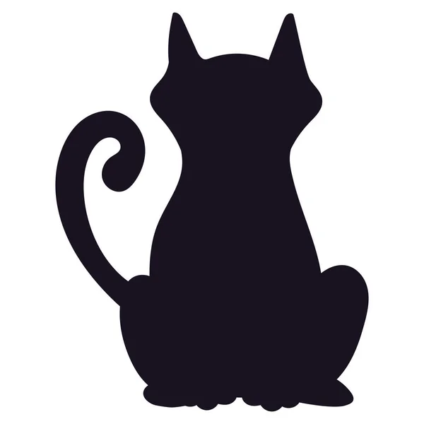 Schwarze Katzensilhouette Auf Weißem Hintergrund Gruseliges Symbol Für Halloween Gestaltungselement — Stockvektor