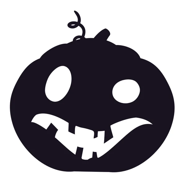 Silueta Calabaza Halloween Negra Con Cara Aterradora Aislada Sobre Fondo — Archivo Imágenes Vectoriales
