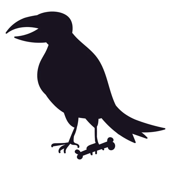 Rabenvogel Ikone Silhouette Halloween Krähenform Auf Weißem Hintergrund Isoliert Gespenstisch — Stockvektor