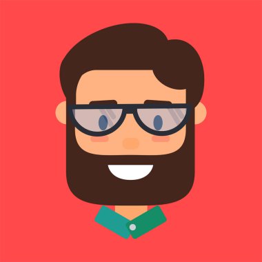 Hipster avatar, gözlüklü sakallı adamın simgesi.