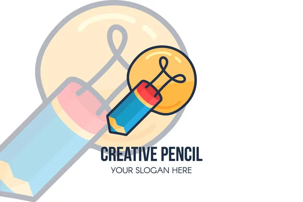 Idea creativa, matita, lampadina per la progettazione del logo — Vettoriale Stock