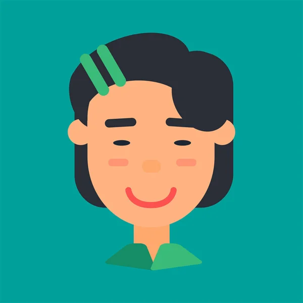 Avatar feminino asiático, ícone de mulher para rede —  Vetores de Stock