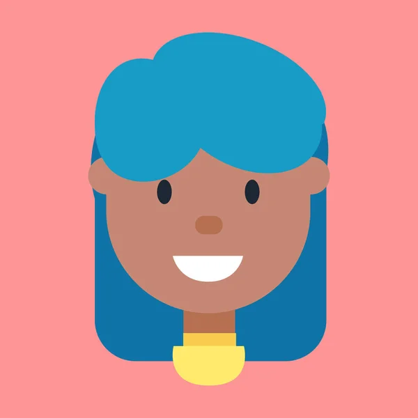 Avatar da mulher americana africana com cabelo azul —  Vetores de Stock