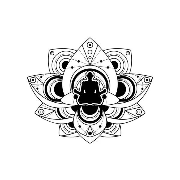 Silhouette umana con Lotus Flower Vector Template — Vettoriale Stock