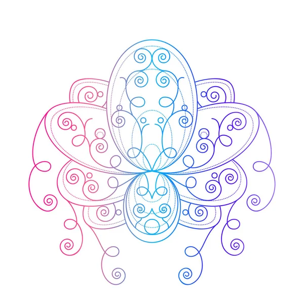 Fleur Lotus Avec Motif Géométrique Vectoriel Illustration Linéaire Symbole Dégradé — Image vectorielle