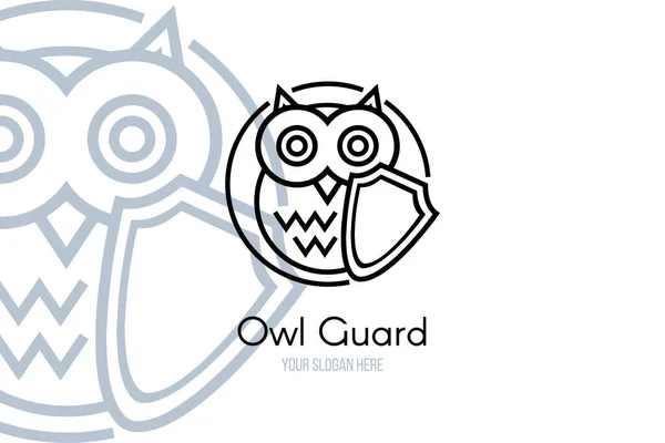Plantilla Esquema Logotipo Seguridad Para Marca Empresa Búho Que Sostiene — Archivo Imágenes Vectoriales