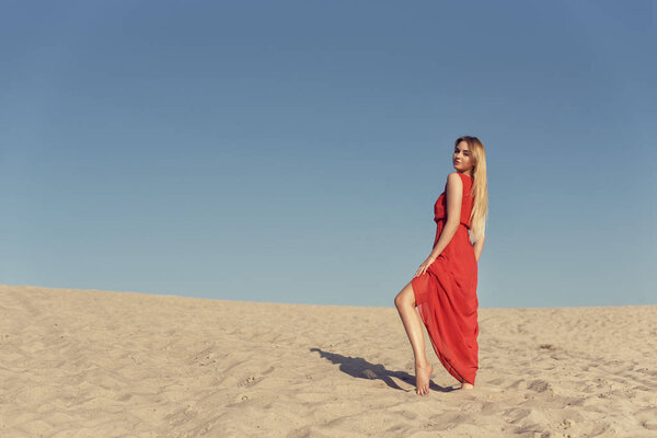 Summer walk on the hot sand dunes