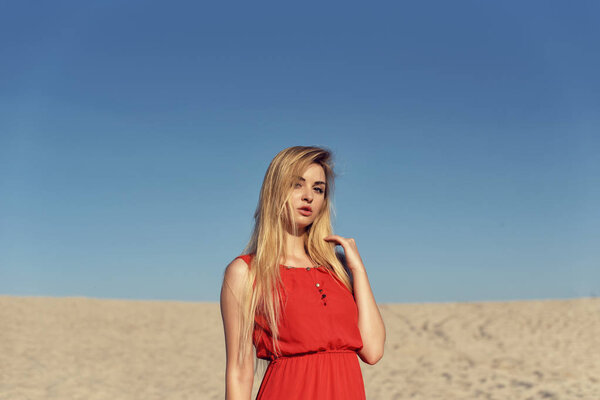 Summer walk on the hot sand dunes