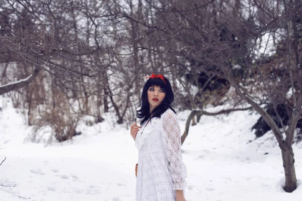 Branca Neve Aventuras Floresta Inverno — Fotografia de Stock