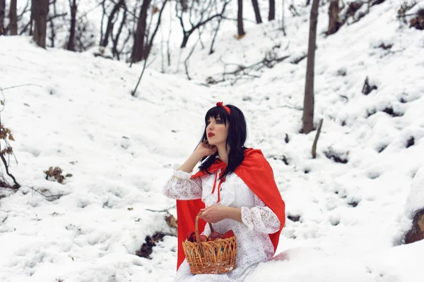 Snow White Adventures Winter Forest — Stock Photo, Image