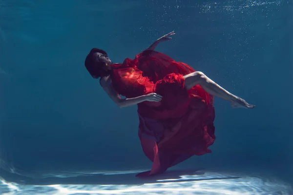 Suyun altında genç bir kızın fotoğrafı.