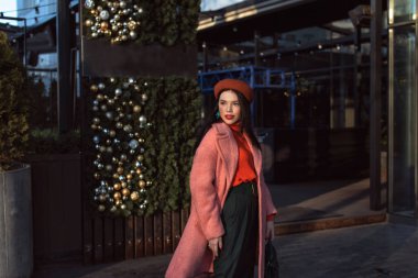 Genç bir esmer için kış fotoğraf çekimi