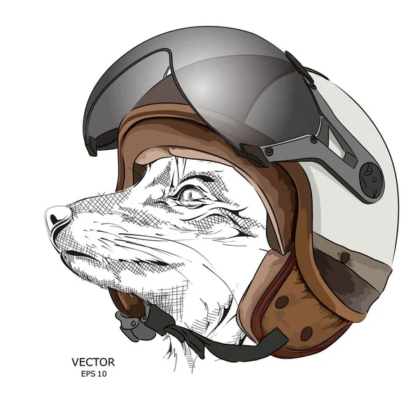 Porträt Fuchs Motorradhelm Vektorillustration — Stockvektor