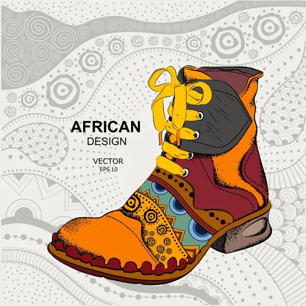 Молодежные Туфли Хипстеров Этнические Ботинки Африканский Дизайн Векторная Иллюстрация — стоковый вектор