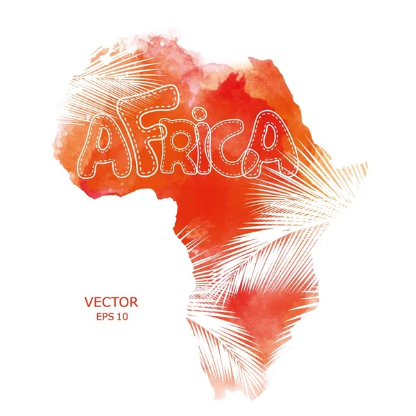 África Continental Con Textura Hoja Palma Ilustración Vectorial Mapa Vectorial — Vector de stock