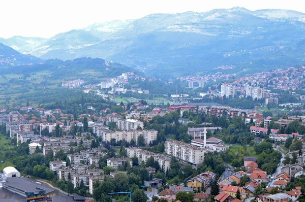 Avrupa Yaz Altında Saraybosna Bosna Herzegovina Panoramic Görünümünde Avaz Kuleden — Stok fotoğraf