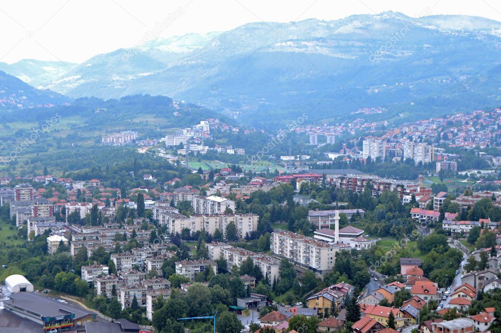 Travel to Europe under summer,Sarajevo in Bosnia and Herzegovina.Panoramic view over sarajevo from Avaz's tower