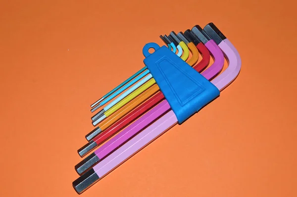 Colorful Hex Keys Table Background — Stock Photo, Image