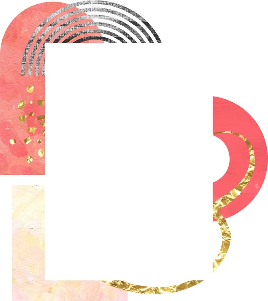 Poster, card, template rosa moda Corallo bruciato e lamina dorata. Telaio con spazio di copia modellare — Foto Stock