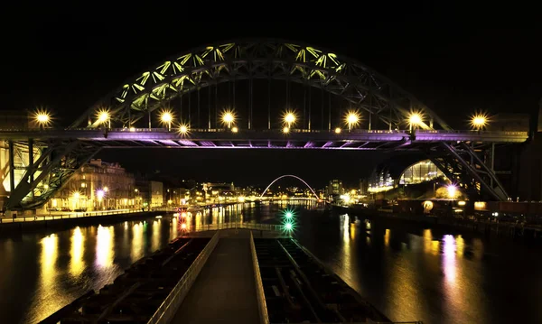 Ventaja Puente Alto Nivel Mirando Por Río Tyne Hacia Puente — Foto de Stock