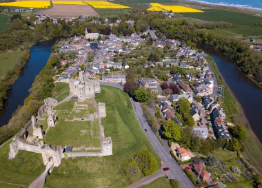 Aerial View and Overhead image of Walkworth Castle and Village , clipart