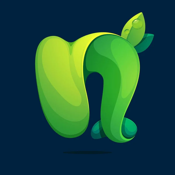 Lettre Écologie Logo Partir Une Torsion Des Gaufres Vertes Style — Image vectorielle