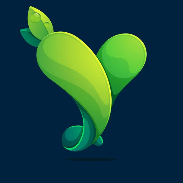 Der Buchstabe Ökologie Logo Aus Einem Verdrehten Grünen Blatt Schriftstil — Stockvektor