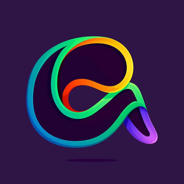 Lettre A une ligne de couleurs arc-en-ciel logo . — Image vectorielle