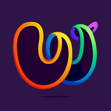 W harfi tek satır gökkuşağı renkleri logosu.