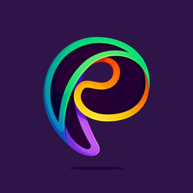P harfi tek satır gökkuşağı renkleri logosu.