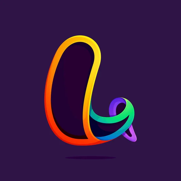 L letter een lijn regenboog kleuren logo. — Stockvector