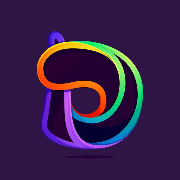 D lettre une ligne arc-en-ciel couleurs logo . — Image vectorielle