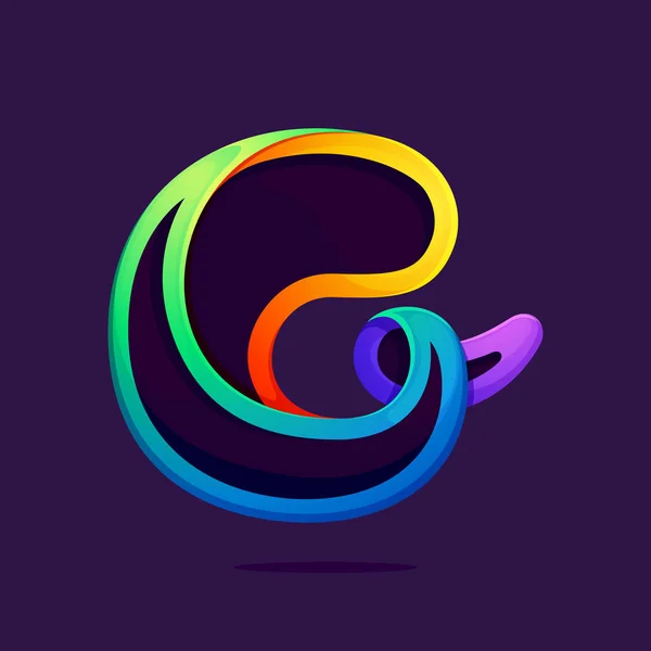 G γράμμα μία γραμμή ουράνιο τόξο χρώματα λογότυπο. — Διανυσματικό Αρχείο